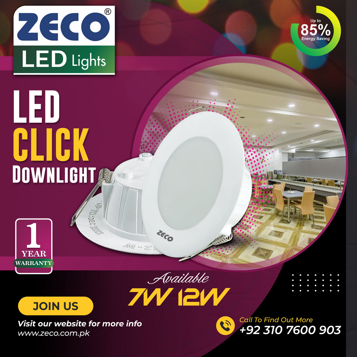 LED Click 7W 3/4"